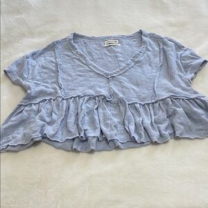 Urban Outfitters Blue Ruffled Crop Blouse
